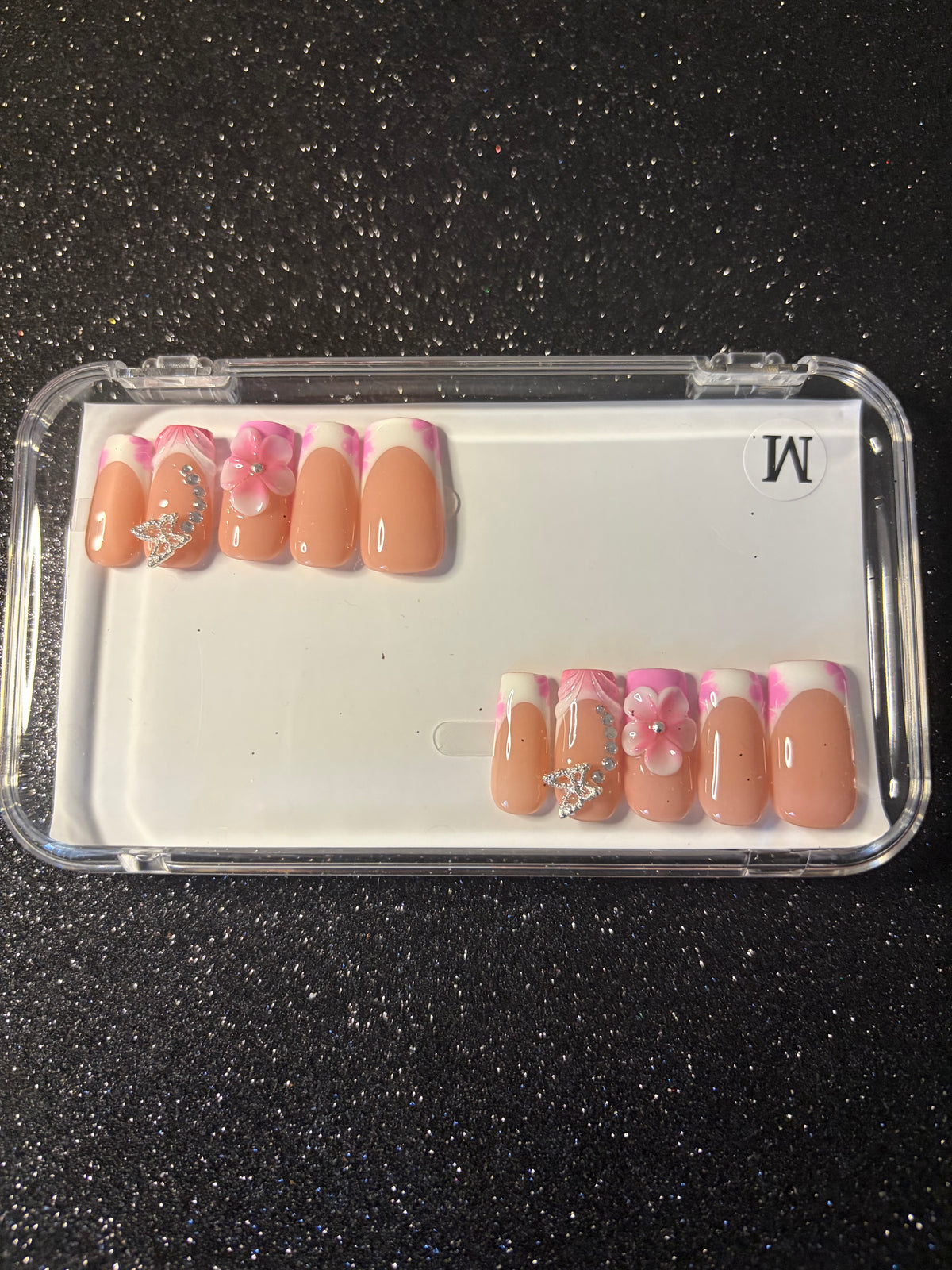 Pink Garden Press Ons Meduim