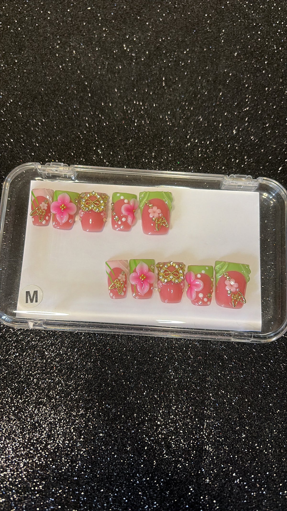 Pink & Green Floral Bling Duckies